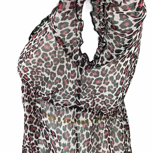 Johnny Martin Sheer Pink Cheetah Print Blouse - Picture 8 of 11